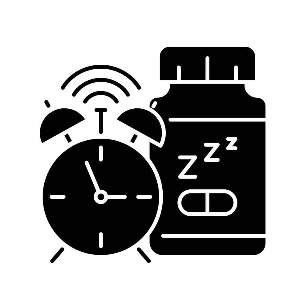 Black and white illustration of an alarm clock and sleep medication. Stop struggling with insomnia and sleeplessness. With help from a psychiatrist find the right sleep medication in Indiana. 47906 Lafayette | 47401 Bloomington | 46143 Greenwood