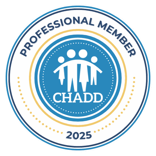 CHADD 2025 Professional Member Badge: In Focus First Psychiatry, premier online ADHD clinic specializing in treatment in Indiana