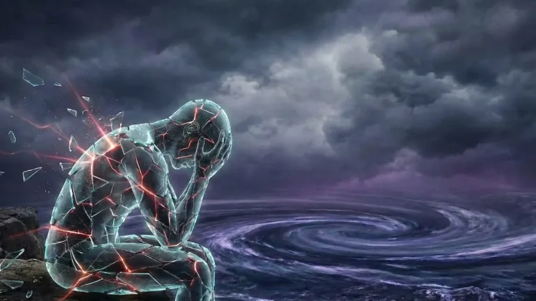 A conceptual illustration representing Rejection Sensitive Dysphoria (RSD) in adults with ADHD, showing the intense emotional response to perceived criticism or rejection.