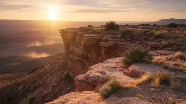 Rocky cliff edge at sunset, symbolizing the feeling of being on edge from ADHD meds and anxiety.